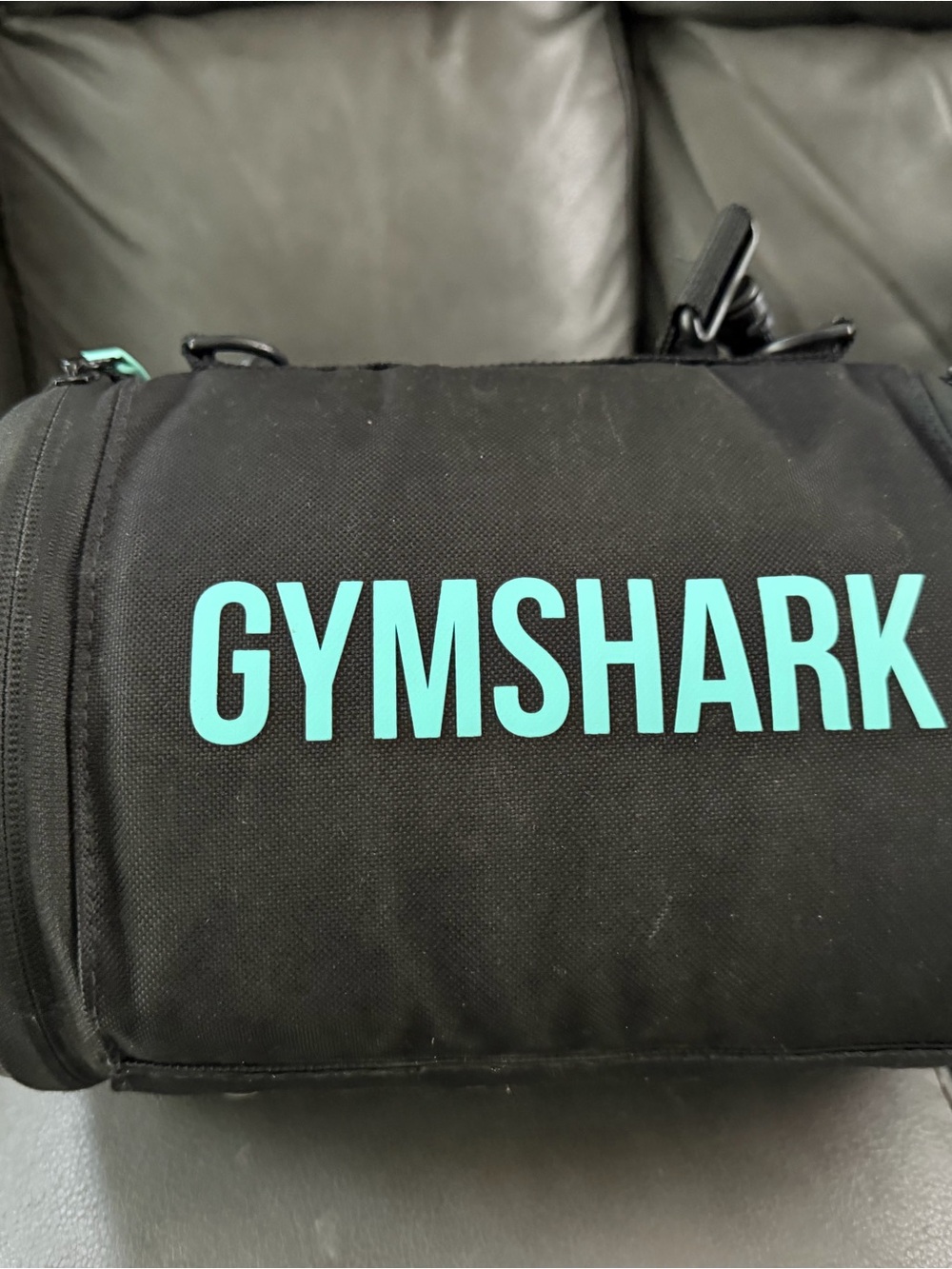 Gymshark Small Black Duffel with Teal Logo
